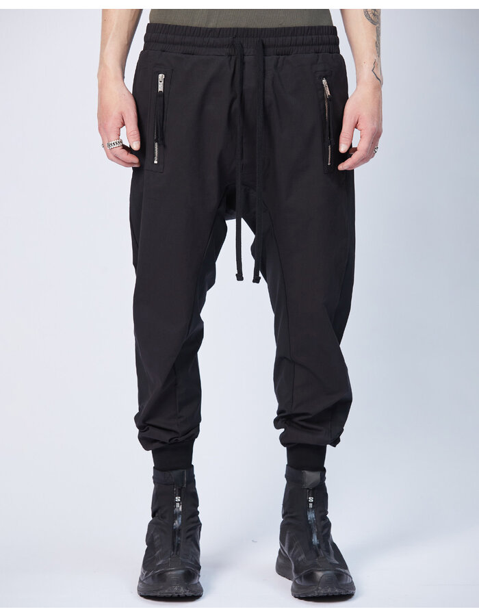 THOM KROM HYPER STRETCH NYLON CONTRAST PANEL JOGGER - BLACK
