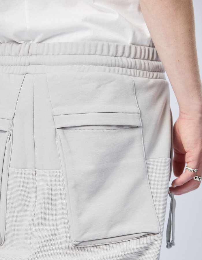 THOM KROM STRETCH COTTON PANEL WAFFLE KNIT JOGGER - SILVER