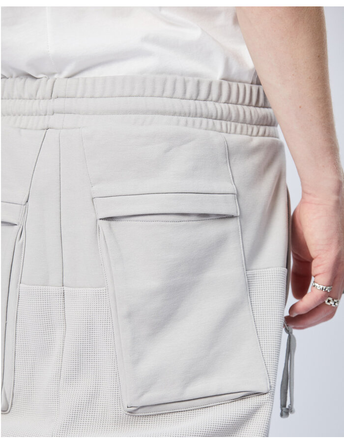 THOM KROM STRETCH COTTON PANEL WAFFLE KNIT JOGGER - SILVER
