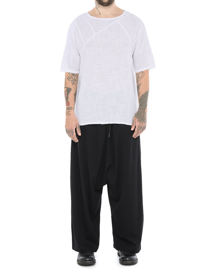 LA HAINE INSIDE US TEXTURED COTTON GAUZE RELAXED T-SHIRT - WHITE