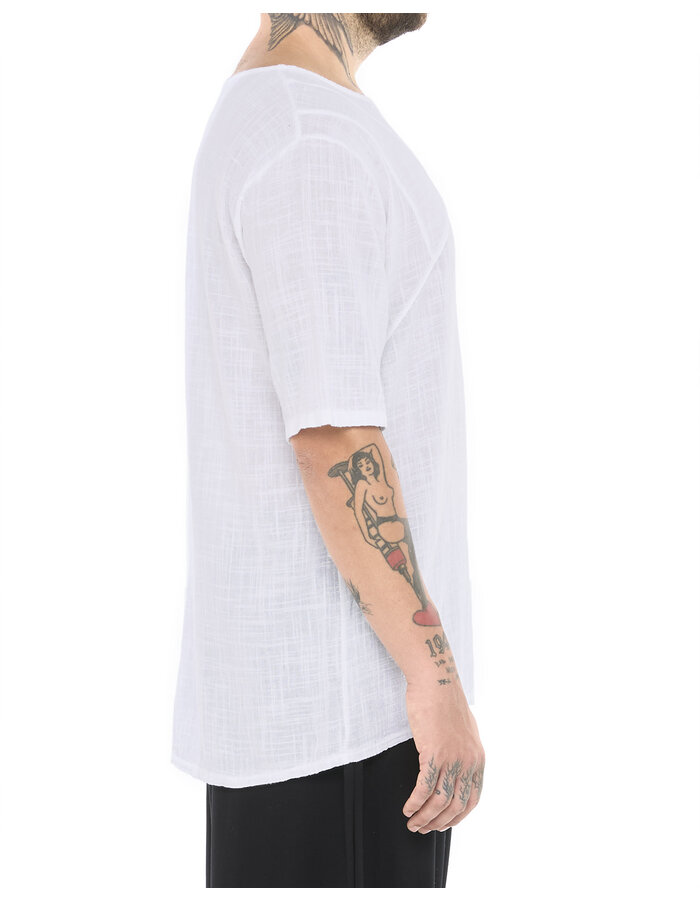 LA HAINE INSIDE US TEXTURED COTTON GAUZE RELAXED T-SHIRT - WHITE