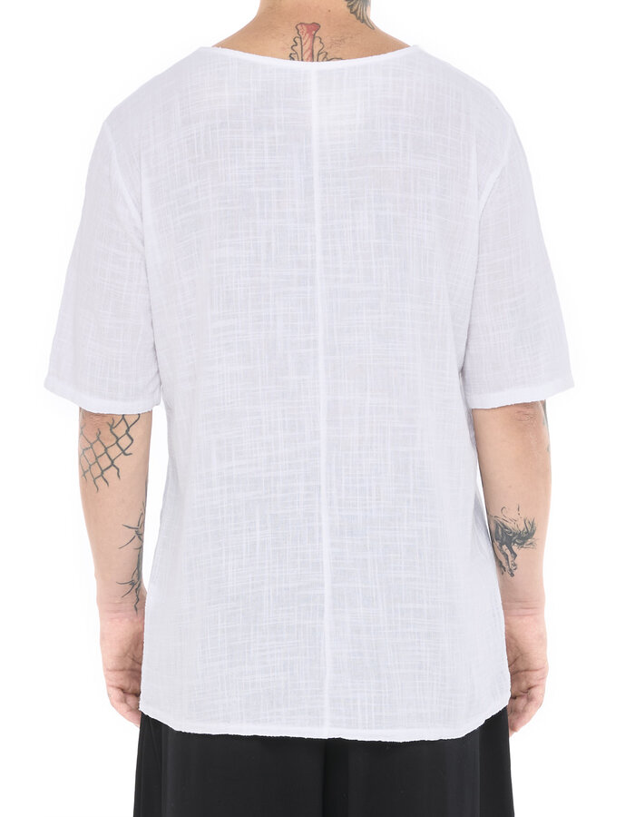LA HAINE INSIDE US TEXTURED COTTON GAUZE RELAXED T-SHIRT - WHITE