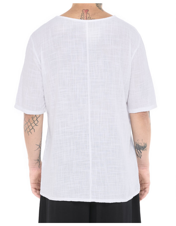 LA HAINE INSIDE US TEXTURED COTTON GAUZE RELAXED T-SHIRT - WHITE