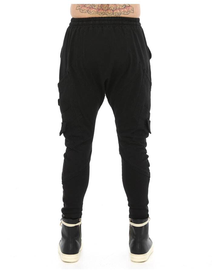 LA HAINE INSIDE US STRETCH COTTON DROP CROTCH FOLDED POCKET CARGO TROUSER