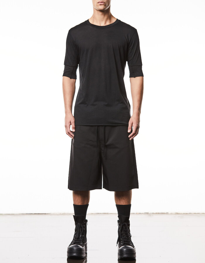 THOM KROM FITTED ULTRA-LIGHT COTTON "LAYERED" T-SHIRT