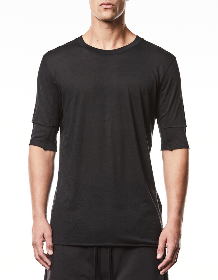 THOM KROM FITTED ULTRA-LIGHT COTTON "LAYERED" T-SHIRT
