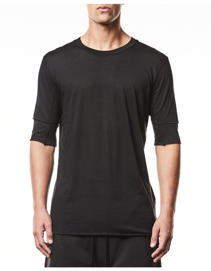 THOM KROM FITTED ULTRA-LIGHT COTTON "LAYERED" T-SHIRT