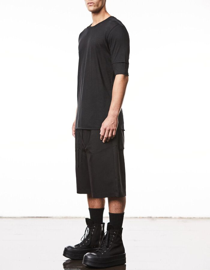 THOM KROM FITTED ULTRA-LIGHT COTTON "LAYERED" T-SHIRT