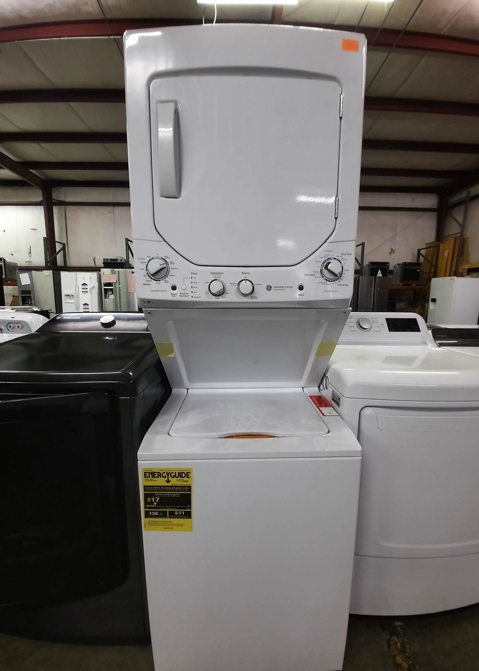 GE *GE GUD24ESSMWW  24 Inch White Laundry Center with 2.3 cu. ft. Washer and 4.4 cu. ft. 240-Volt Vented Electric Dryer