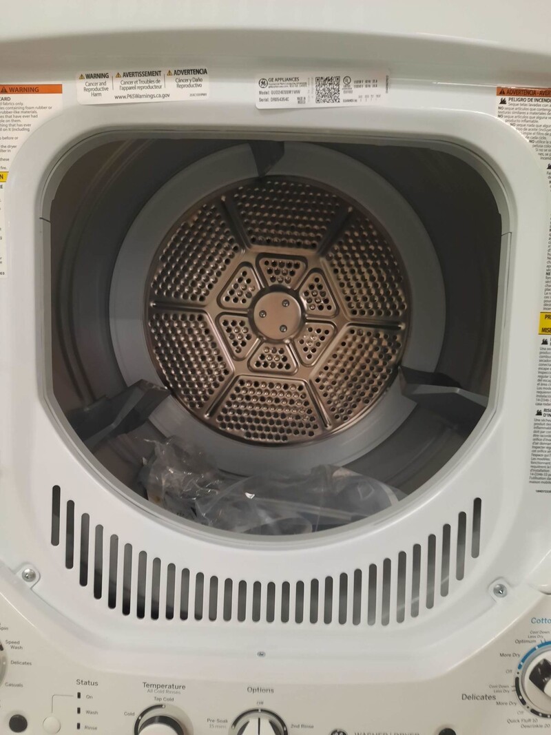 GE *GE GUD24ESSMWW  24 Inch White Laundry Center with 2.3 cu. ft. Washer and 4.4 cu. ft. 240-Volt Vented Electric Dryer