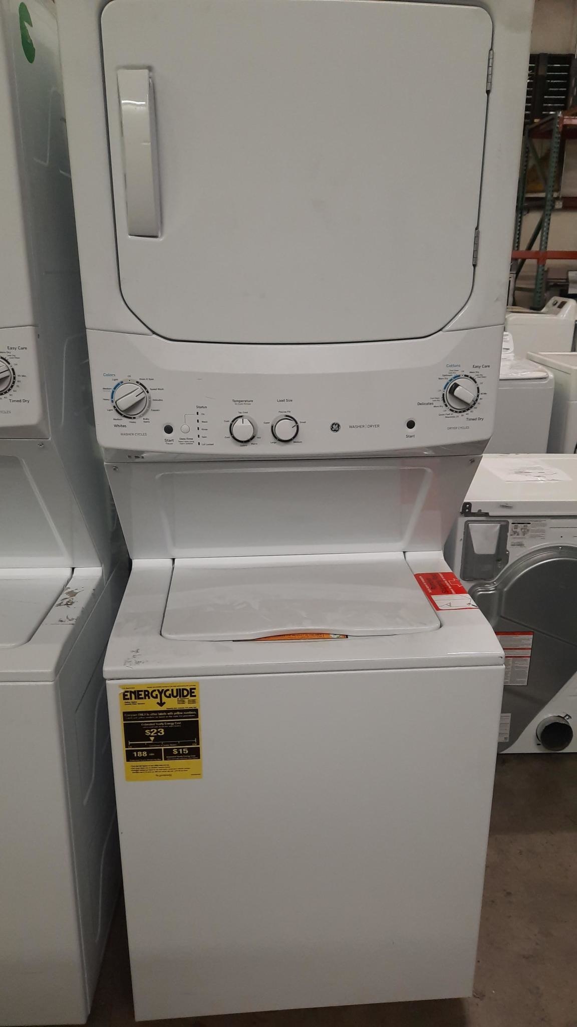 GE GE GUD27ESSMWW Stacked Laundry Center with 3.8-cu ft Washer and 5.9-cu ft Dryer