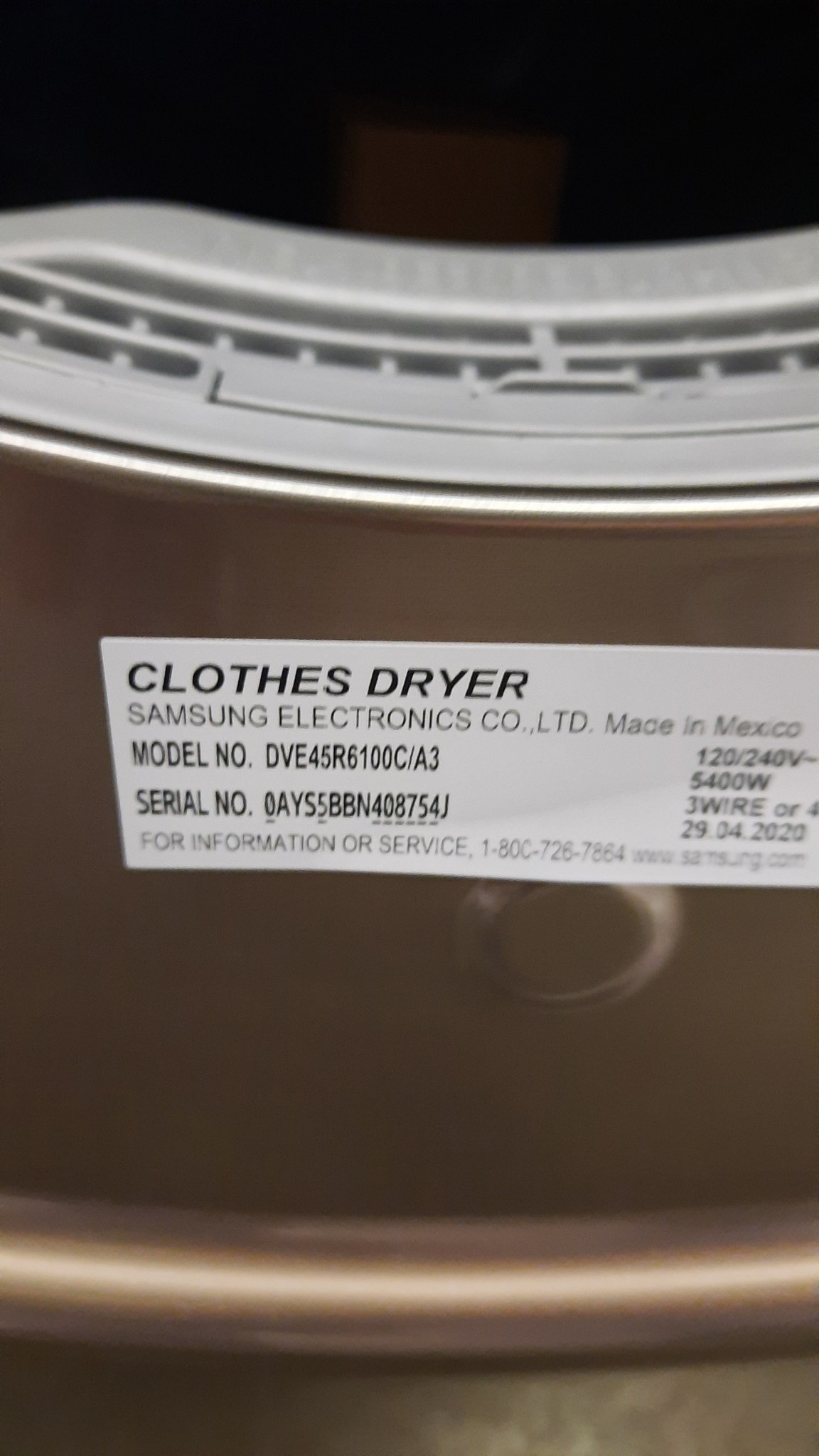 Samsung Samsung DVE45R6100C /AC 7.5 cu. ft. Champagne Electric Dryer with Steam