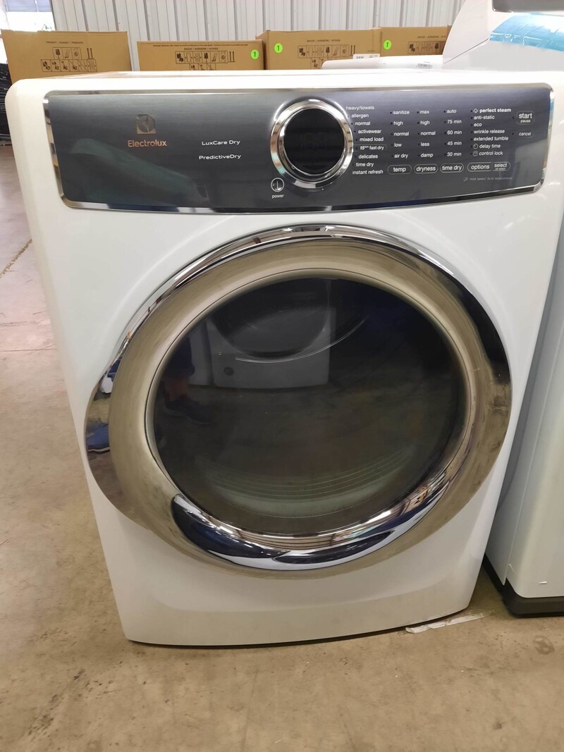 Electrolux Electrolux  EFME627UIW0 8.0 cu. ft. White Electric Dryer with Steam, Predictive Dry, ENERGY STAR