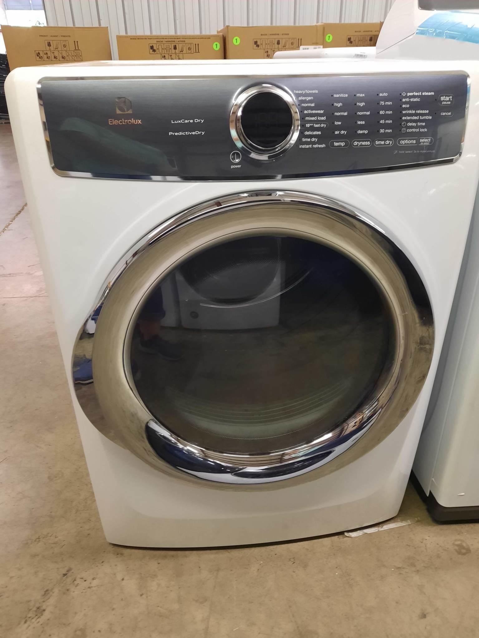 Electrolux Electrolux  EFME627UIW0 8.0 cu. ft. White Electric Dryer with Steam, Predictive Dry, ENERGY STAR