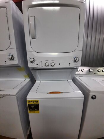 GE *GUD27ESSMWW GE Electric Stacked Laundry Center with 3.8-cu ft Top load Washer and 5.9-cu ft Dryer ( White )