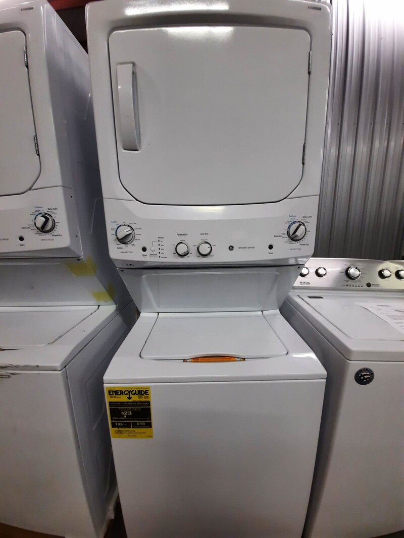 GE *GUD27ESSMWW  27 Inch  Stacked Laundry Center with 3.8-cu ft Washer and 5.9-cu ft Dryer