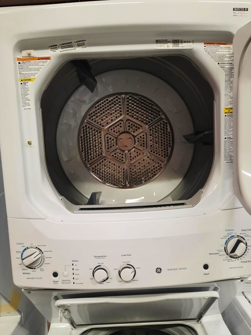 GE *GUD27ESSMWW  27 Inch  Stacked Laundry Center with 3.8-cu ft Washer and 5.9-cu ft Dryer