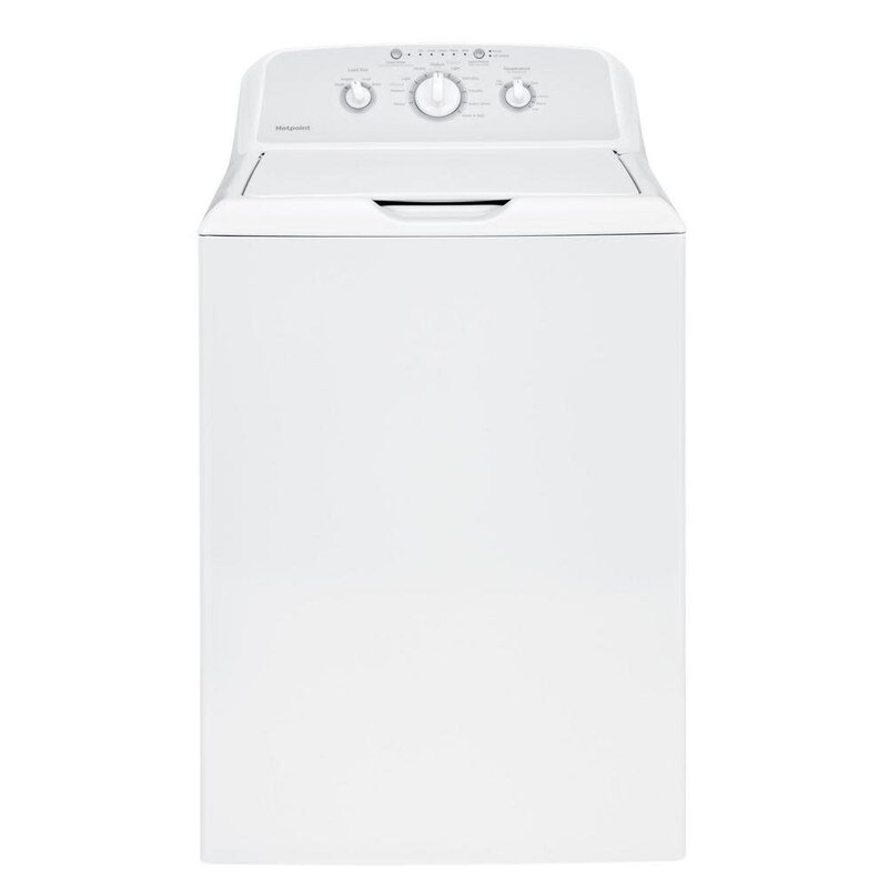 Hotpoint *HTW240ASKWS   3.8 cu. ft. White Top Load Washing Machine with Stainless Steel Tub