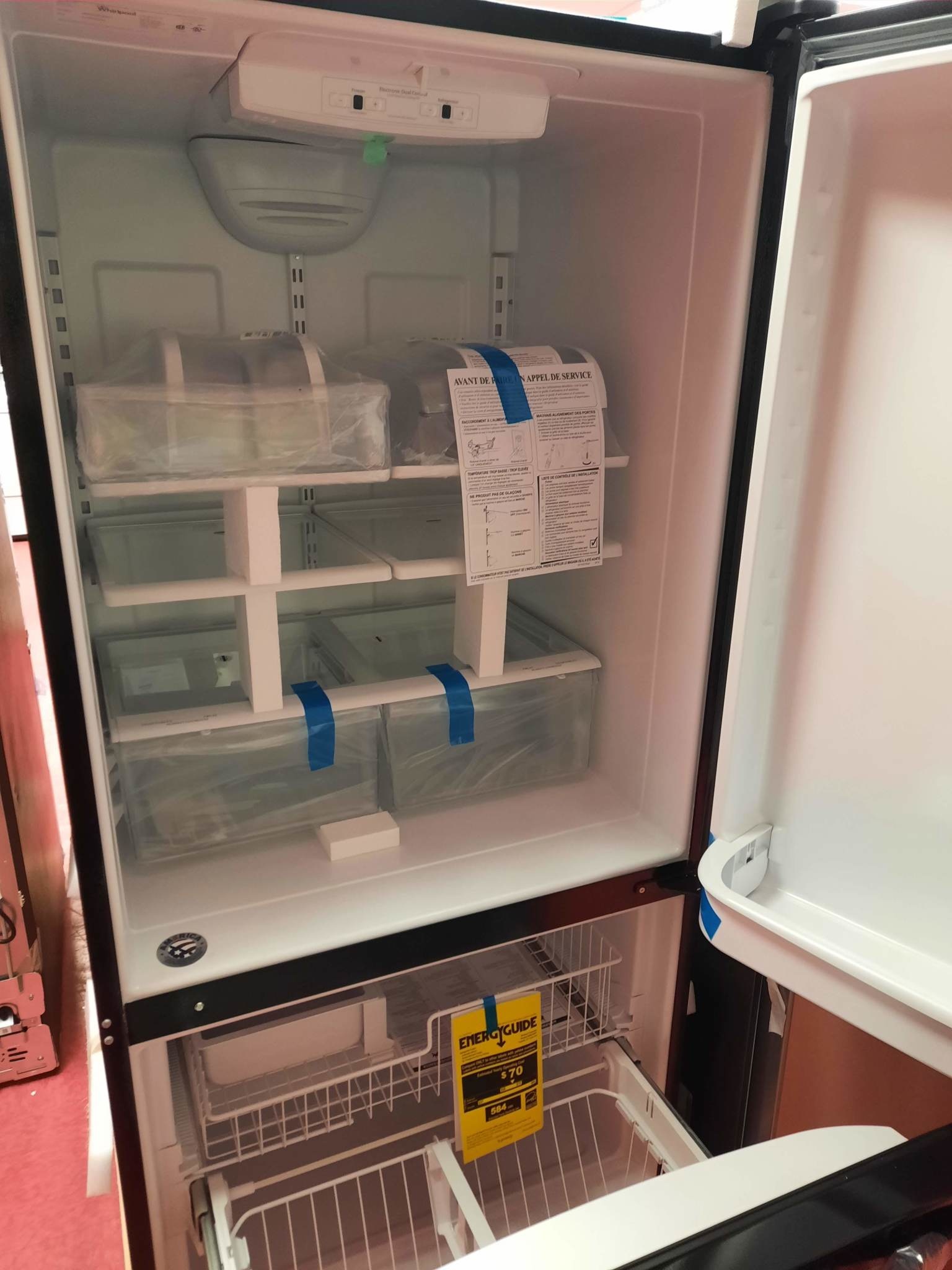 Whirlpool *WRB322DMBB  22 cu. ft. Bottom Freezer Refrigerator in Black with SPILL GUARD Glass Shelves