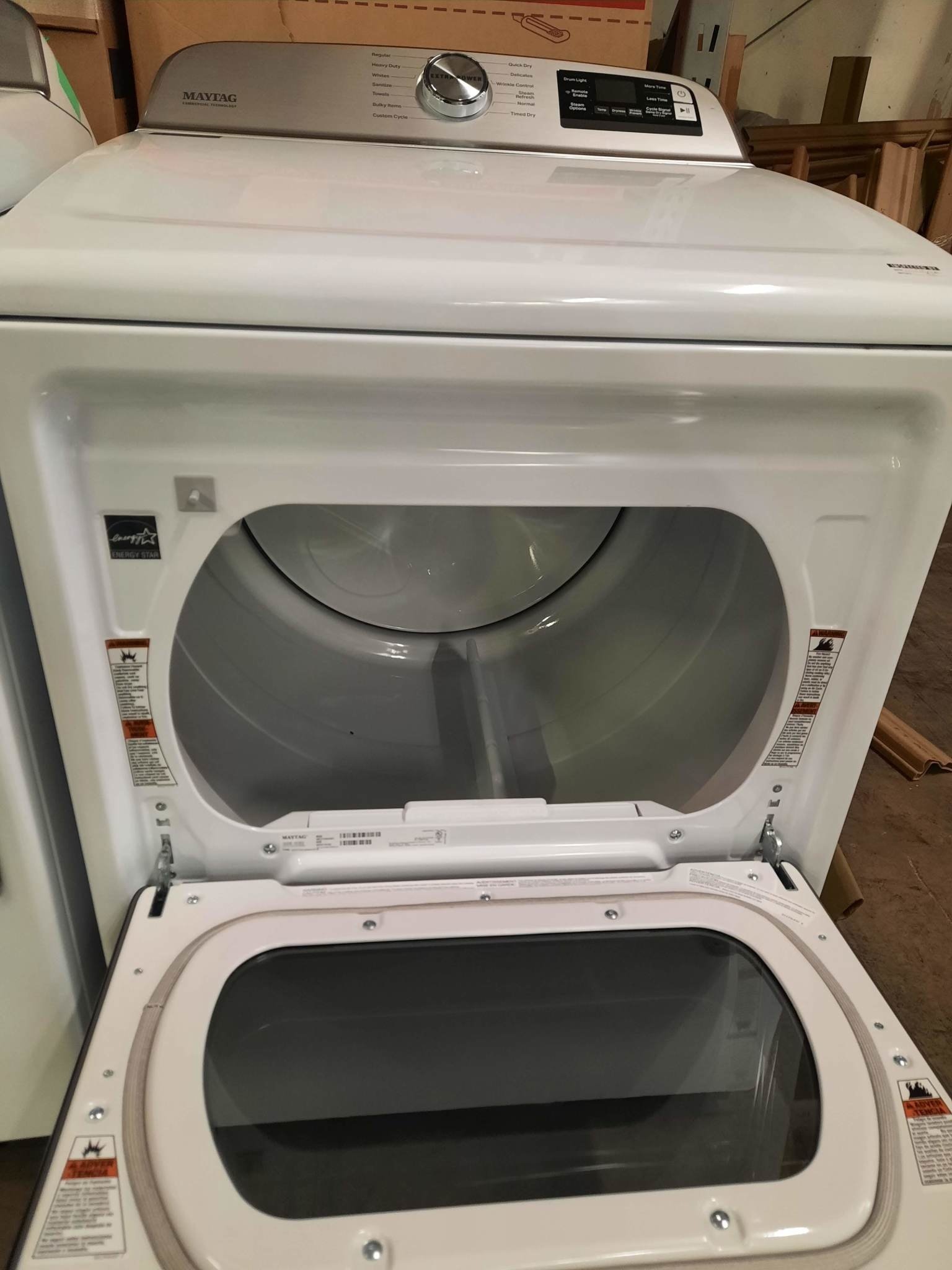 Maytag *Maytag  MED7230HW  7.4 cu. ft. 240-Volt Smart Capable White Electric Vented Dryer with Hamper Door and Steam, ENERGY STAR