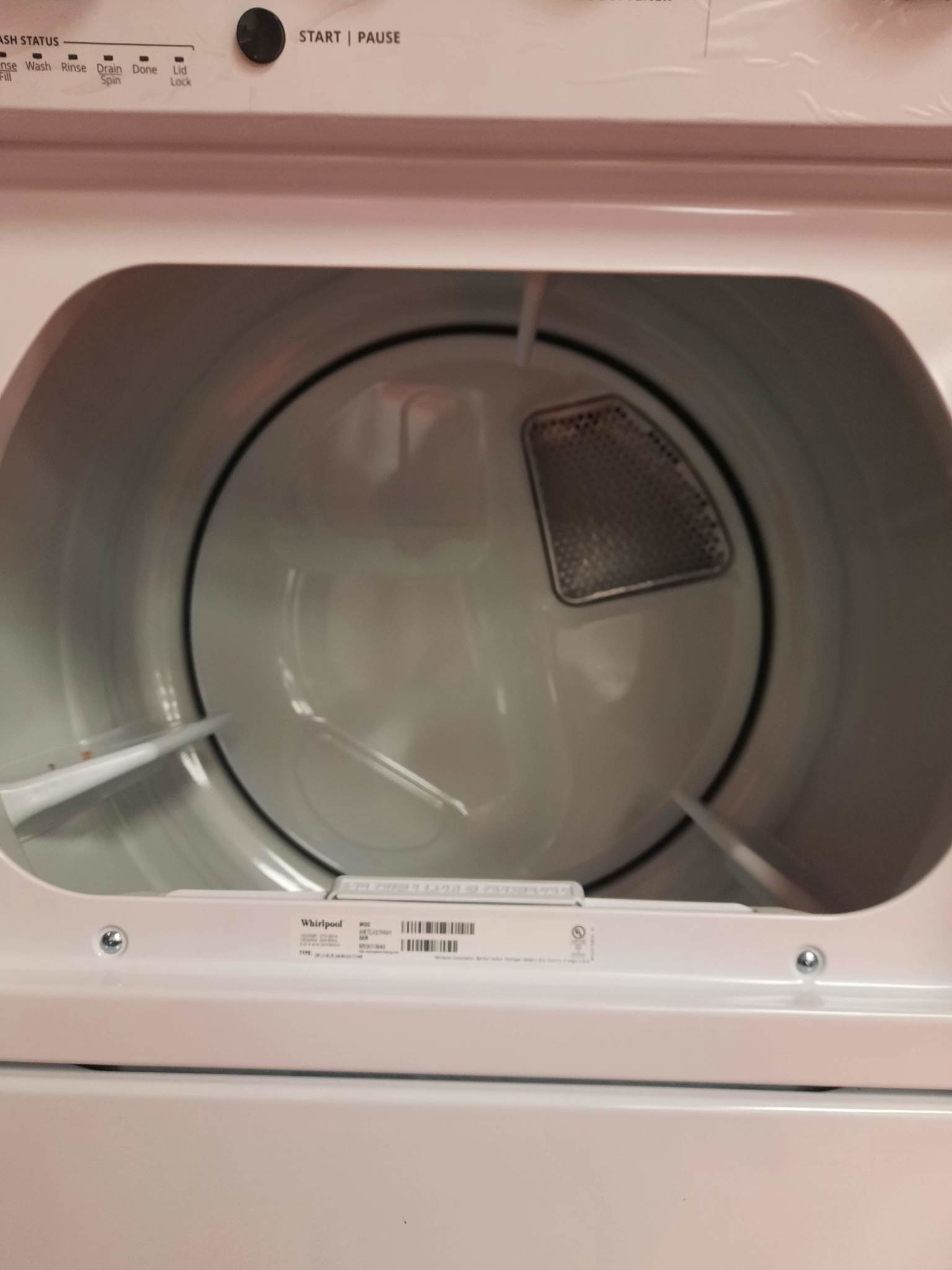Whirlpool *WETLV27HW  3.5 cu. ft. Stacked Washer and 5.9 cu. ft. Electric Dryer with 9-Wash Cycles and Auto Dry in White