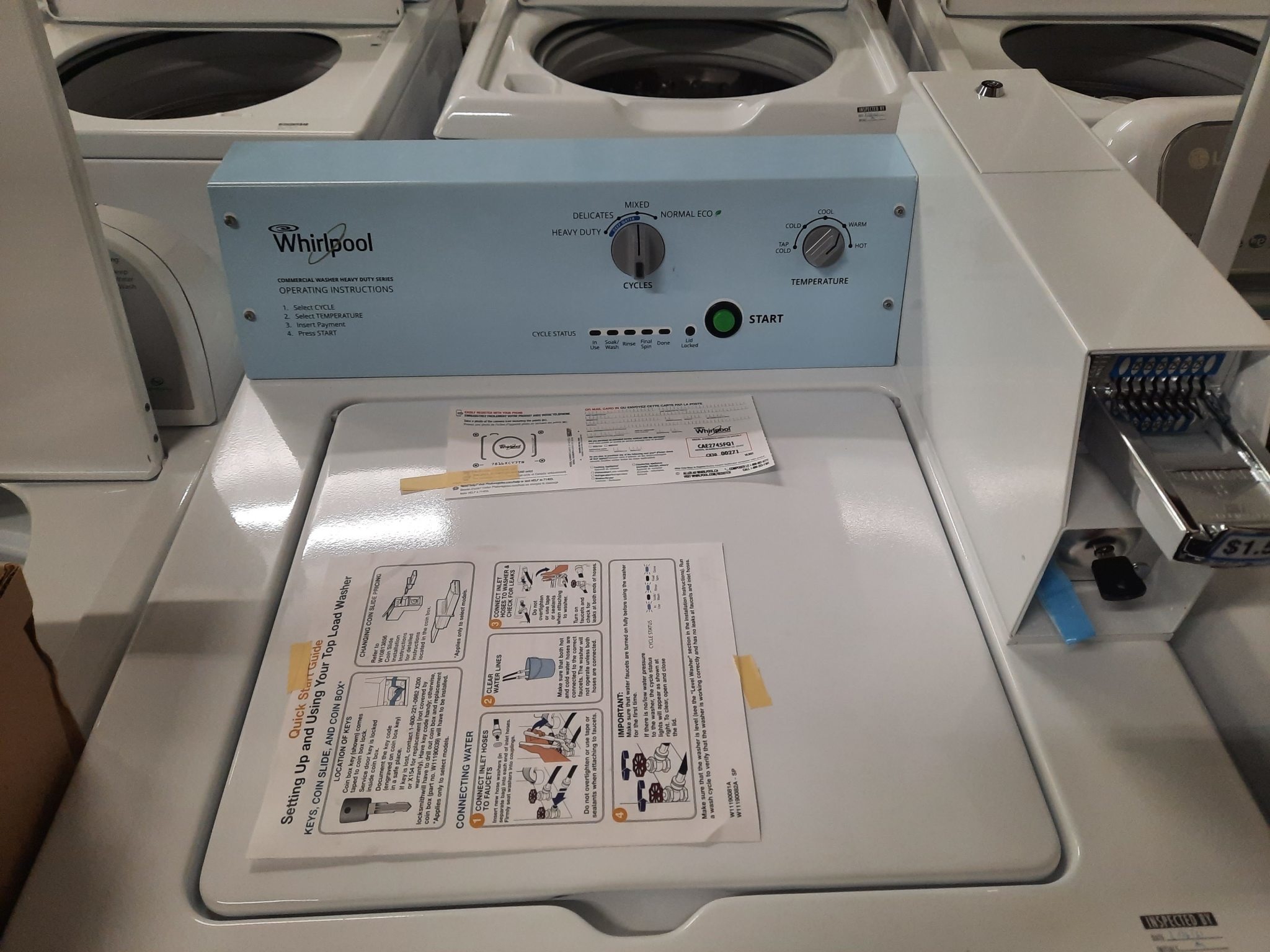 Whirlpool *CAE2745FQ  3.3 Cu. Ft.  Commercial 4-Cycle Top-Load Washer