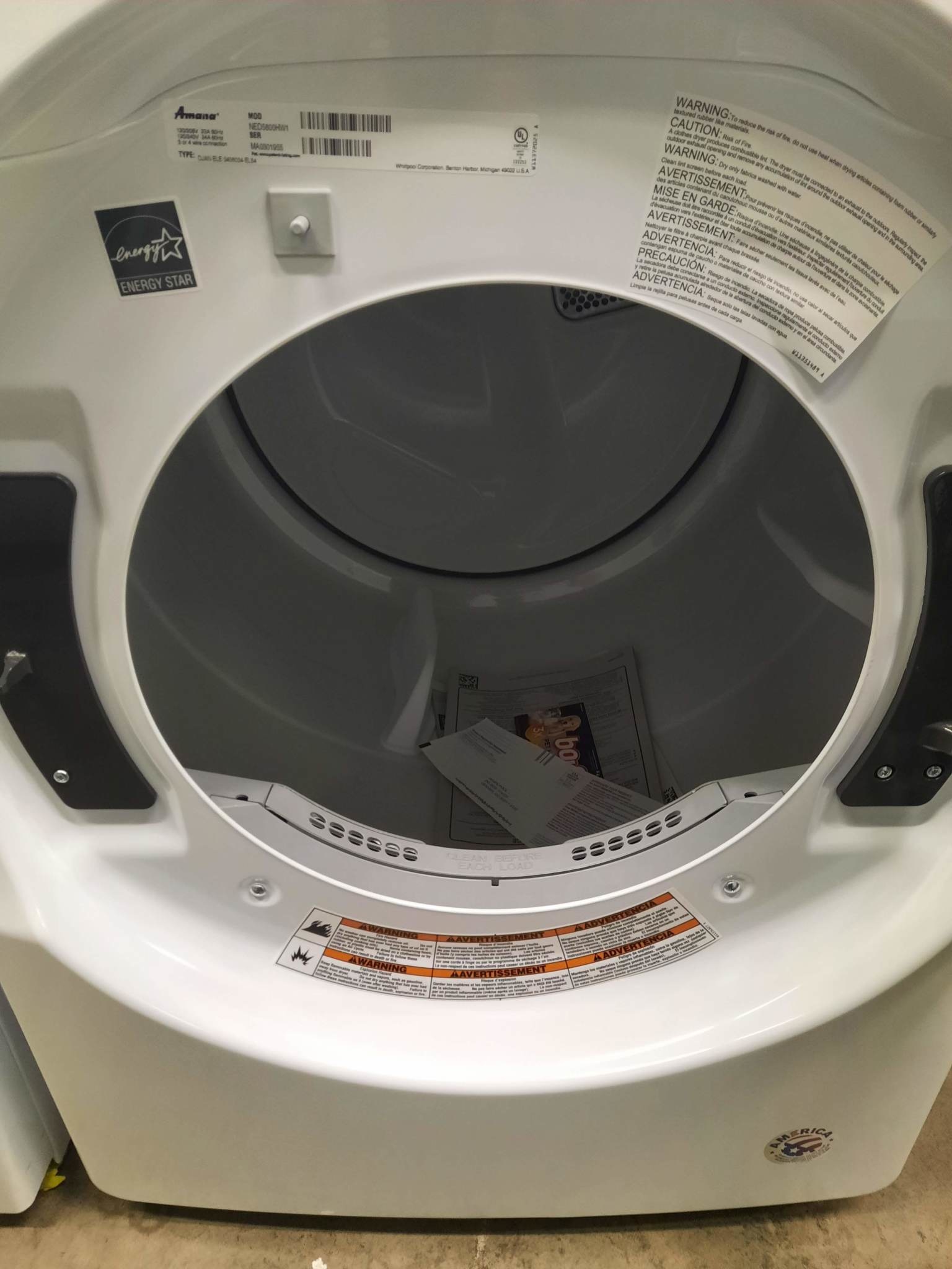 Amana Amana NED5800HW0 7.4 cu ft Stackable electric Dryer