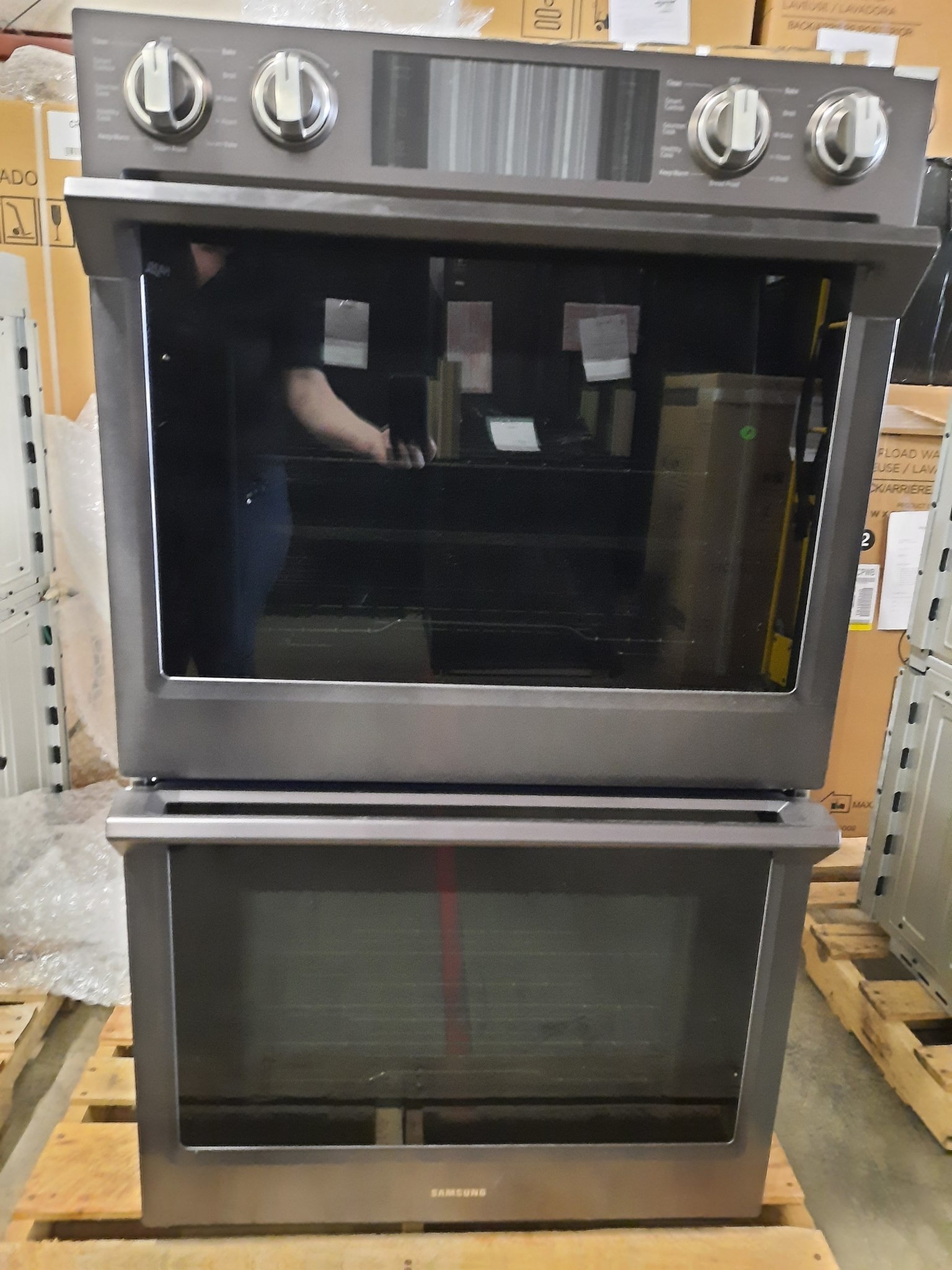 Samsung *SAMSUNG  NV51K7770DG/AA   *refurbished*  30 in. Double Electric Wall Oven with Steam Cook, Flex Duo and Dual Convection in Fingerprint Resistant Black Stainless