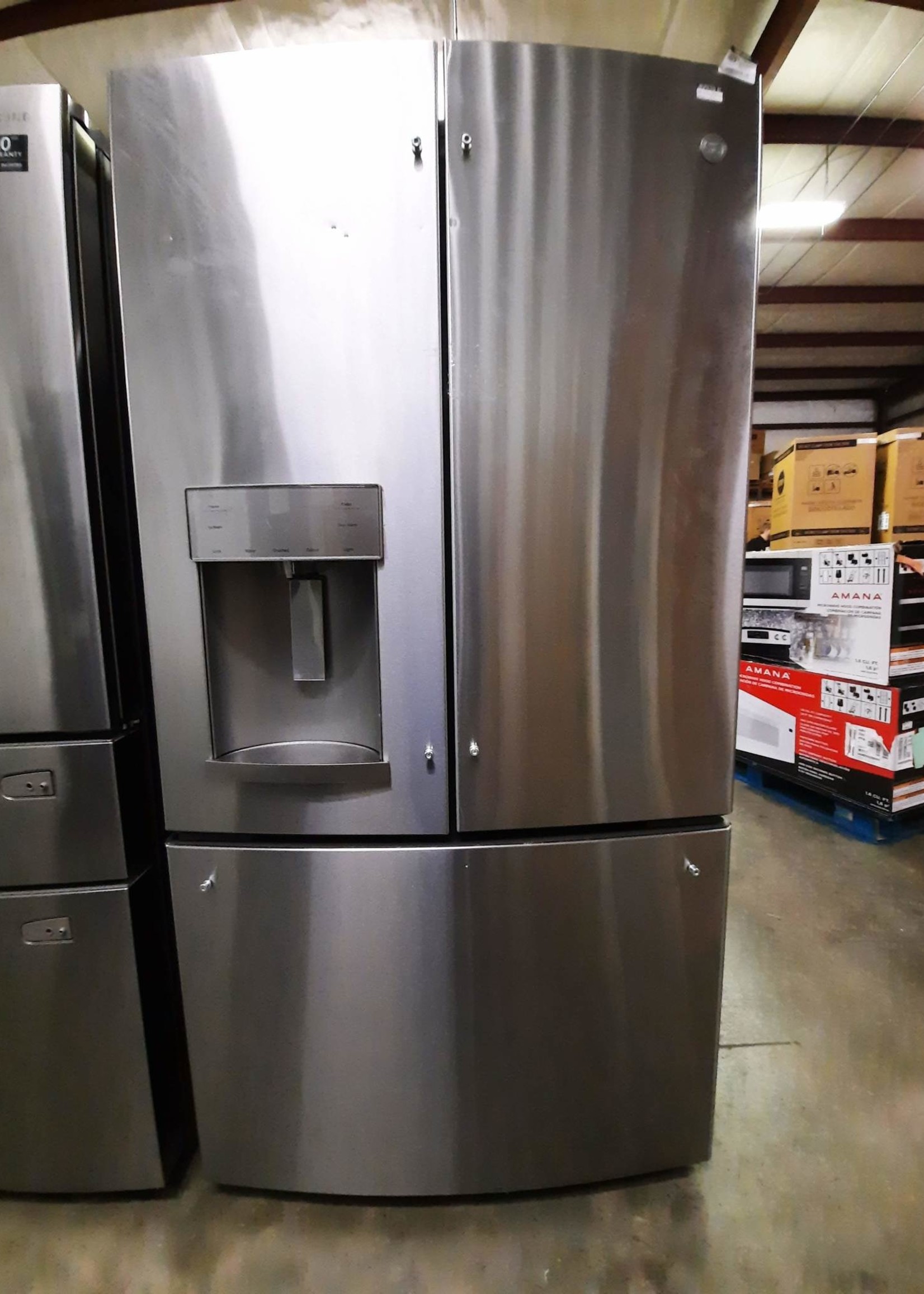 Ge Ge Gfe28gynfs 27 7 Cu Ft French Door Refrigerator In Fingerprint Resistant Stainless Steel Energy Star Fanning S Appliances