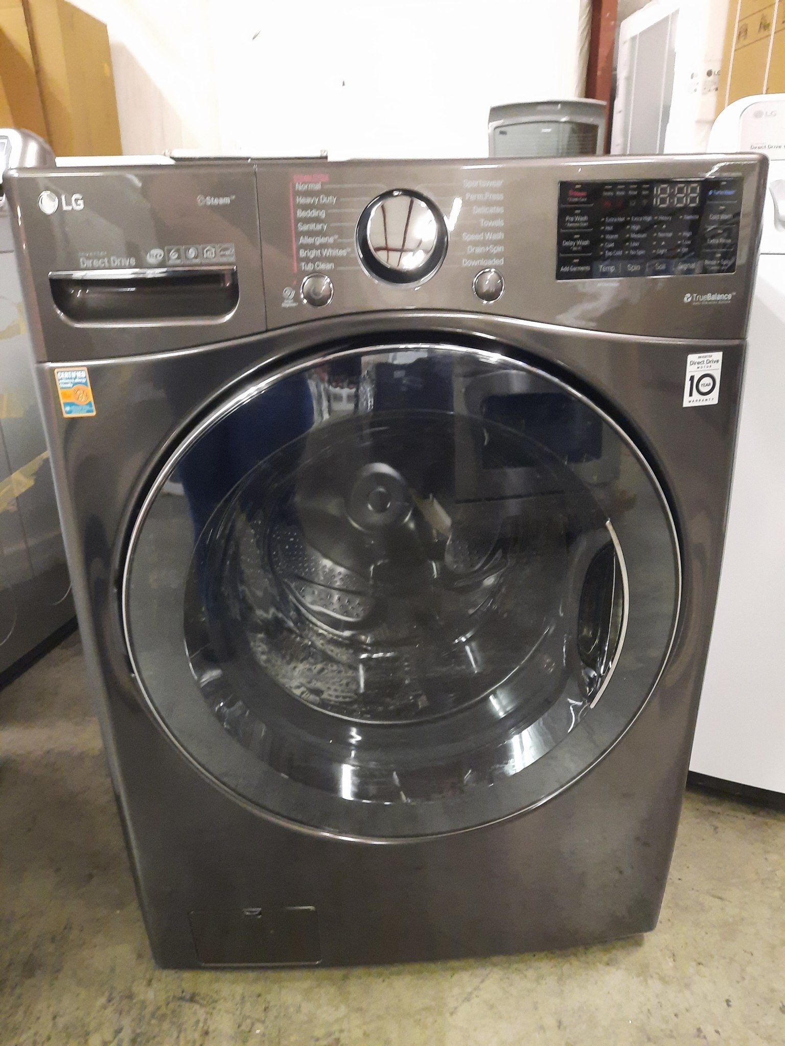 LG LG WM3900HBA  SmartThinQ TurboWash 360 4.5-cu ft High Efficiency Stackable Steam Cycle Front-Load Washer (Black Steel) ENERGY STAR