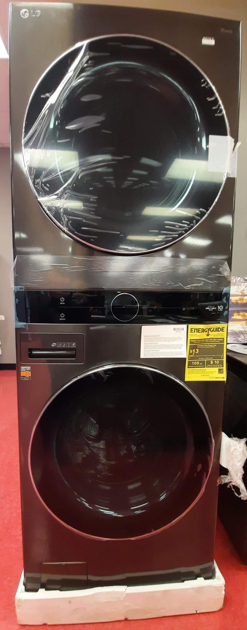 LG *WKEX200HBA   27 in. Black  Steel WashTower Laundry Center with 4.5 cu. ft. Front Load Washer and 7.4 cu. ft. Electric Dryer