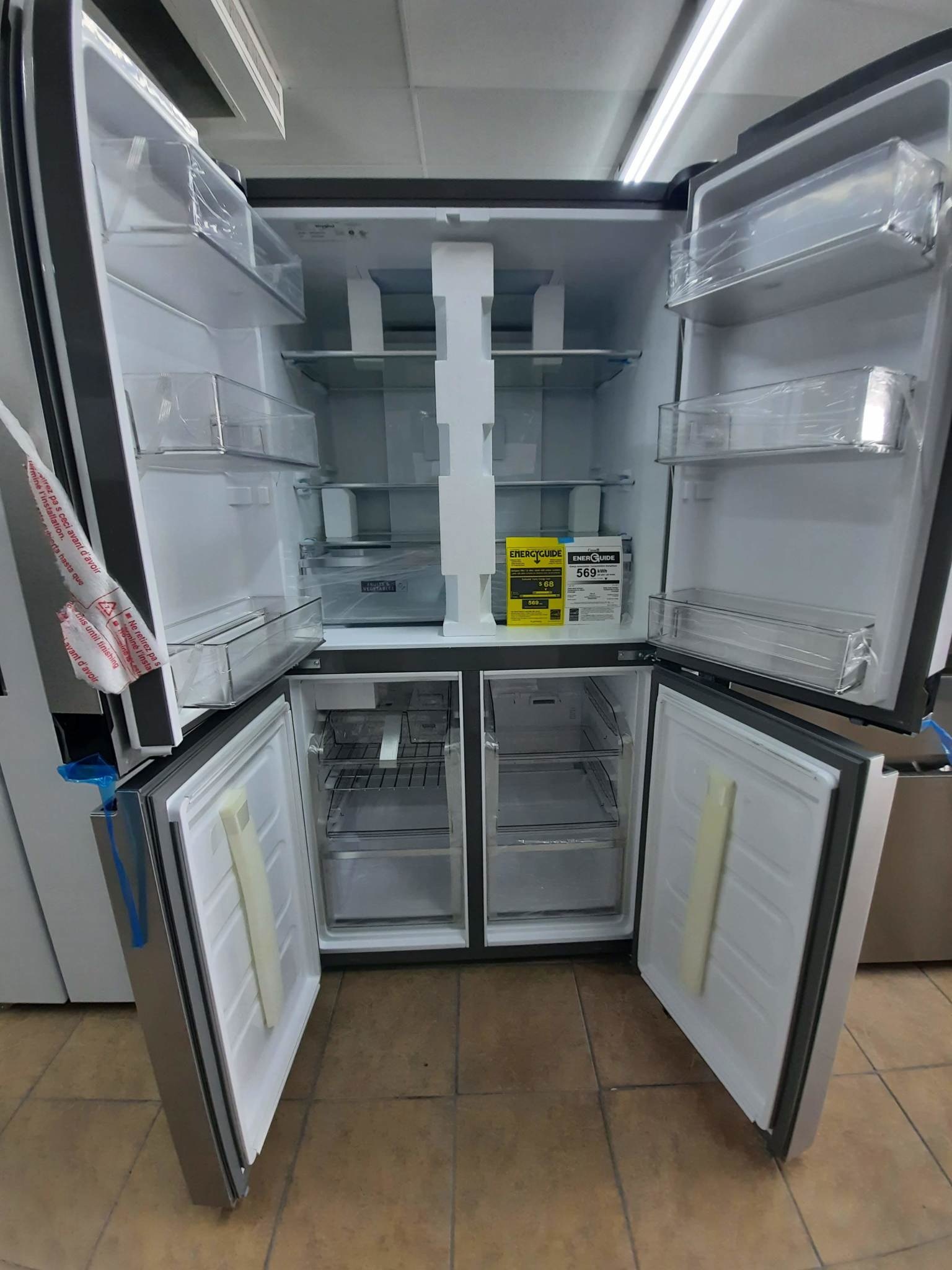 Whirlpool *Whirlpool  WRQA59CNKZ   19.4 cu. ft. 4-Door French Door Refrigerator in Fingerprint Resistant Stainless Steel, Counter Depth.