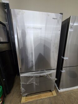 Whirlpool *Whirlpool  WRB322DMBM  22 cu. ft. Bottom Freezer Refrigerator in Stainless Steel with Spill Guard Glass Shelves.