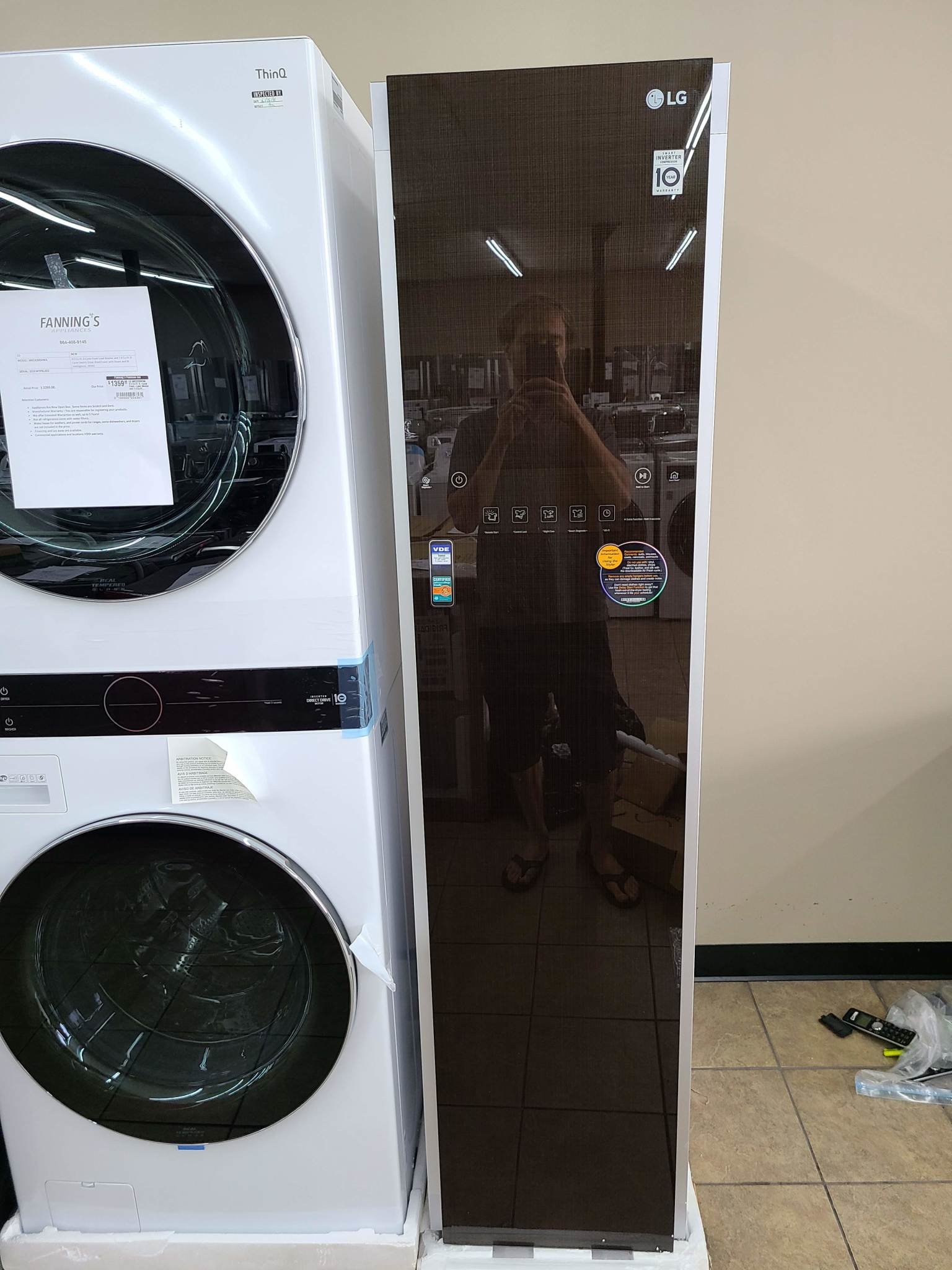 LG LG  S3RFBN Styler Wi-Fi Enabled Steam Clothing Care System   Espresso Dark Brown Programmable Standing Fabric Steamer