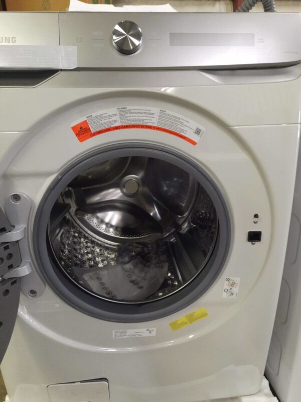 Samsung *Samsung WF50A8600AE  5.0 Cu. Ft. High Efficiency Stackable Smart Front Load Washer Steam and CleanGuard - Ivory