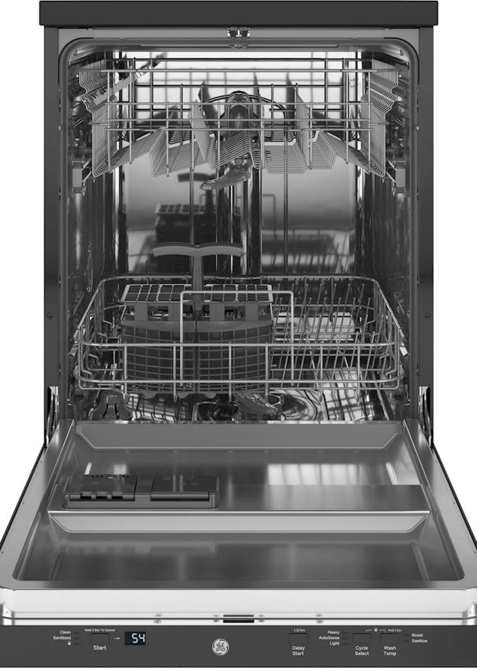 GE *GE GPT225SGL0BB  54dba   24" Stainless Steel Interior Portable Dishwasher with Sanitize Cycle