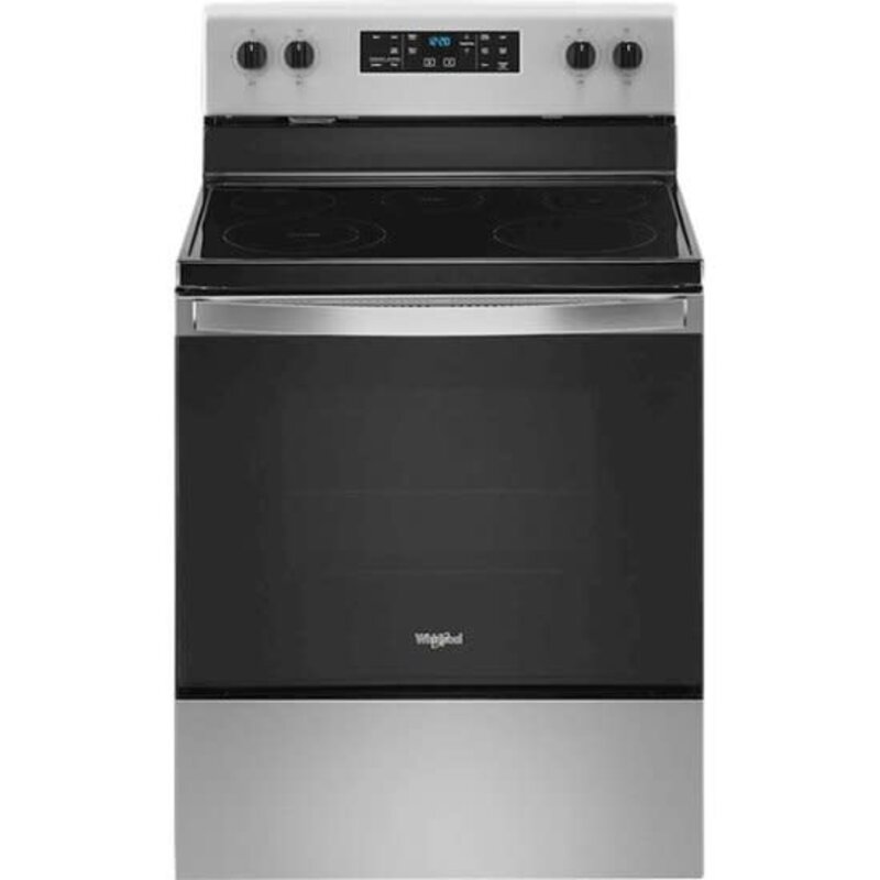 Whirlpool *Whirlpool WFE505W0JZ  30-in Smooth Surface 5 Elements 5.3-cu ft Steam Cleaning Freestanding Electric Range (Fingerprint-Resistant Stainless)