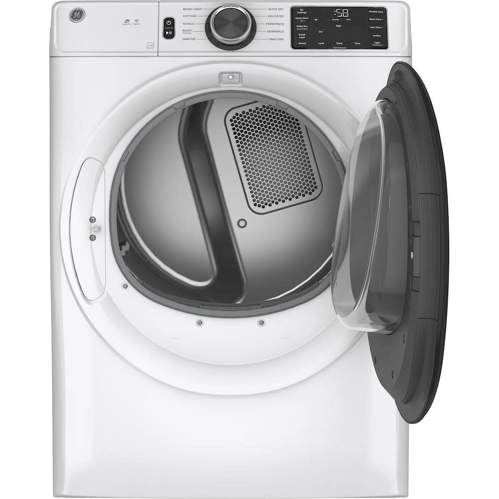 GE *GFV55ESSNWW  7.8 cu. ft. Smart White Stackable Electric Dryer with Long Vent and Sanitize Cycle, ENERGY STAR