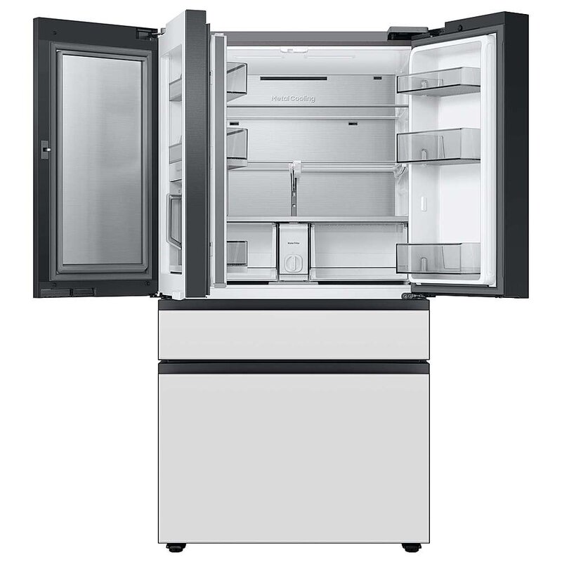 Bespoke 28 cu. ft. Side-by-side Refrigerator with Beverage Center in White  Glass