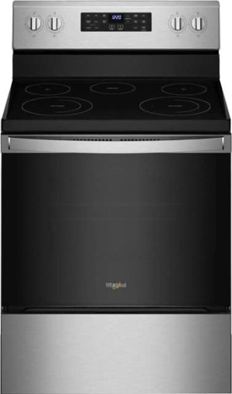 Whirlpool *WFE535SOLZ 30-in Glass Top 5 Burners 5.3-cu ft Self-Cleaning Air Fry Convection Oven Freestanding Electric Range (Fingerprint Resistant Stainless Steel)