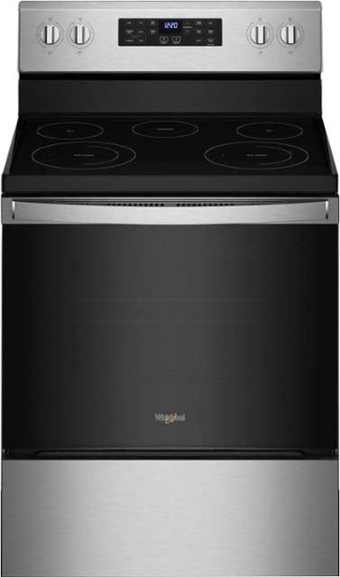 Whirlpool *WFE535SOLZ 30-in Glass Top 5 Burners 5.3-cu ft Self-Cleaning Air Fry Convection Oven Freestanding Electric Range (Fingerprint Resistant Stainless Steel)