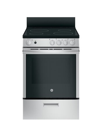 GE *JAS640RMSS  24-in Smooth Surface 4 Elements 2.9-cu ft Steam Cleaning Freestanding Electric Range (Stainless Steel)