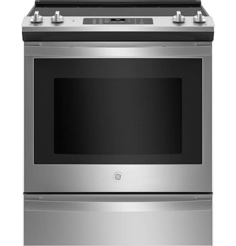 GE *GE  JS760SPSS   5.3 Cu. Ft. Slide-In Electric Convection Range with Self-Steam Cleaning, Built-In Wi-Fi, and No-Preheat Air Fry - Stainless steel