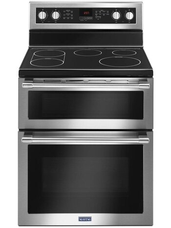 Maytag *MET8800FZ 6.7 cu. ft. Double Oven Electric Freestanding Range with Convection Oven in Fingerprint Resistant Stainless Steel