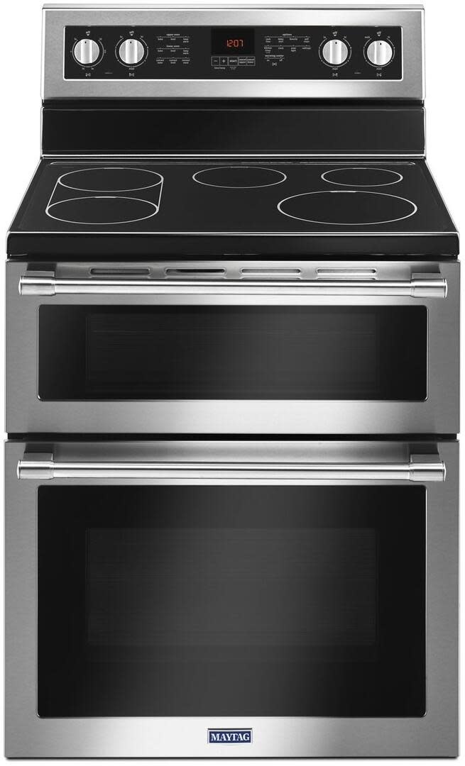 Maytag *MET8800FZ 6.7 cu. ft. Double Oven Electric Freestanding Range with Convection Oven in Fingerprint Resistant Stainless Steel