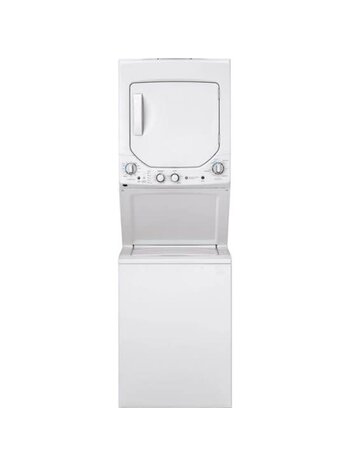 GE *GUD24GSSMWW  24" White Laundry Center with 2.3 cu. ft. Washer and 4.4 cu. ft. 120-Volt Vented Gas Dryer