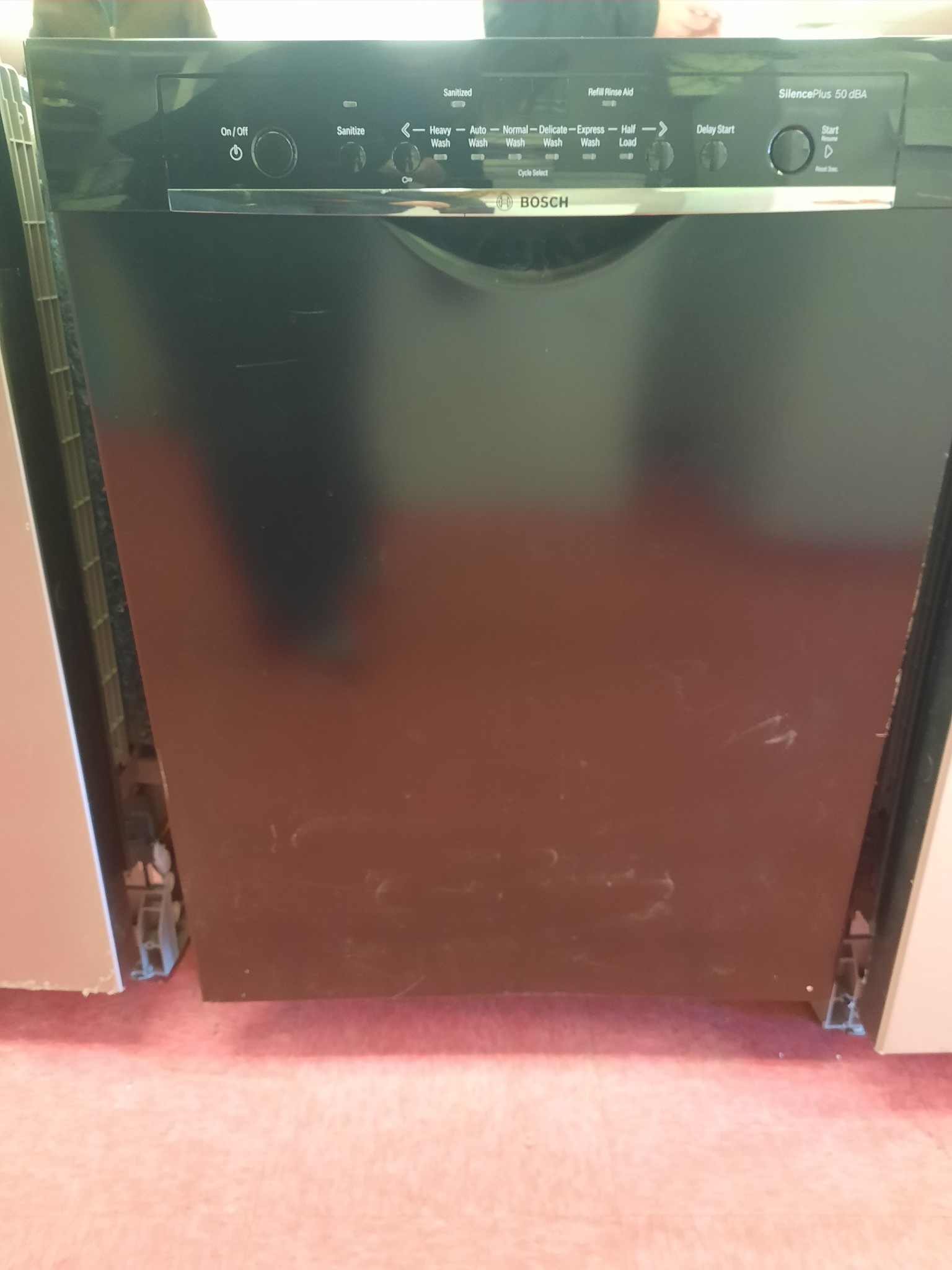 Bosch *SHE3AR76UC  Ascenta 50-Decibel Front Control 24-in Built-In Dishwasher (Black)