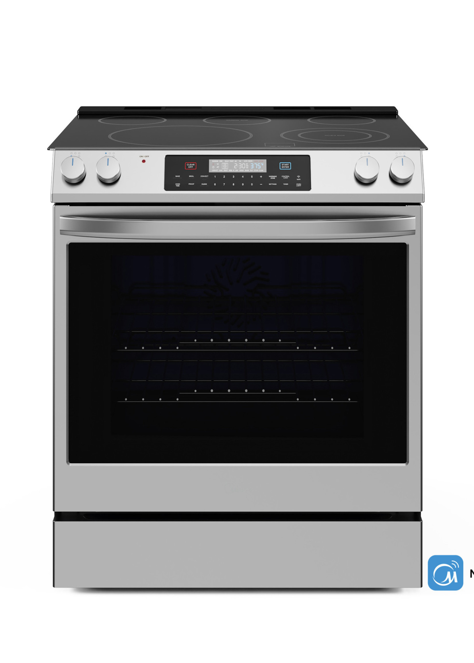 Midea *Midea MES30S2AST   Smart 30-in Smooth Surface 5 Elements 6.3-cu ft Self-Cleaning Air Fry Convection Oven Slide-in Electric Range (Stainless Steel)