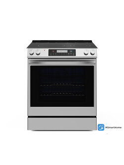 Midea *MES30S2AST   Smart 30-in Smooth Surface 5 Elements 6.3-cu ft Self-Cleaning Air Fry Convection Oven Slide-in Electric Range (Stainless Steel)