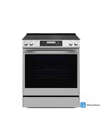 Midea *MES30S2AST   Smart 30-in Smooth Surface 5 Elements 6.3-cu ft Self-Cleaning Air Fry Convection Oven Slide-in Electric Range (Stainless Steel)